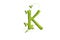 Green leaf letter K, garden eco friendly alphabet