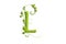 Green leaf letter L, garden eco friendly alphabet