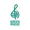 Green leaf music melody sound nature logo concept design