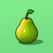 Green Leaf Pear: 8-bit Style Game Item With Satirical Illustrations