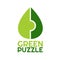 green leaf puzzle jigsaw logo concept design