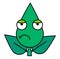 Green leaf skeptical emoticon thin line icon