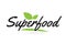 green leaf Superfood hand written word text for typography logo design