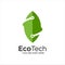 Green Leaf Technology Logo Design, Eco Tech Logo Template Design Vector