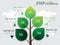 Green leafs shape elements with steps,options,processes or workflow.Business data visualization.Creative economy infographic