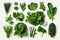Green leafy vegetables. high resolution, Isolate on white Background.