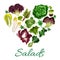 Green leafy vegetables in shape of a heart