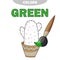 Green. Learn the color. Illustration of primary colors. Vector cactus