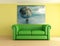 Green leather sofa