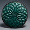 Green Leatherhide Flower Motif Tabletop With Dark Bronze And Emerald Accents
