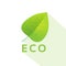 Green leave eco flat icon vector