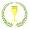 Green Leaves. Award Icon. Placement in a Sporting Competition Contest or Business. Round Label with Whreat