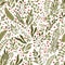 Green leaves, branches, and red berries seamless pattern. Summer or autumn foliage vector flat backdrop.