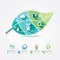Green Leaves Design Elements Ecology Infographic Jigsaw Concept.