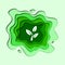 Green leaves icon with green background paper cutout illustration art environment day sustainable