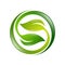 Green leaves icon. illustration ecology sphere logo Vector