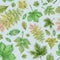 Green Leaves in Large Pattern on Blue Background For Design, Print, Background and Textile.