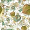 Green leaves linden. Leaf plant botanical garden floral foliage.Seamless background pattern.