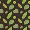 Green leaves pattern, seamless paper, dark background, botanical ornament, scrapbooking, wall paper