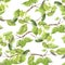 Green leaves. Seamless pattern. Watercolor