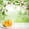 Green Leaves, Spring Flowers, Apricot Fruit