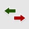 Green Left-Red right arrow Icon,flat design style