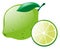 Green lemon with slice