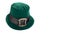 Green leprechaun hat with gold buckle isolated on white background. concept of St Patricks Day. mockup.