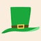Green leprechaun hat for St. Patrick's day. Vector illustration in flat style for web. Symbol of wealth and good luck