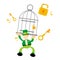 green leprechaun and security iron cage cartoon doodle flat design vector illustration