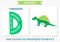 Green letter D of childish English alphabet with cute baby dinosaur. Kids font with funny animal for kindergarten and