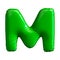 Green letter M made of inflatable balloon isolated on white background