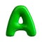 Green letter A made of inflatable balloon isolated on white background