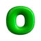 Green letter O made of inflatable balloon isolated on white background