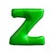 Green letter Z made of inflatable balloon isolated on white background