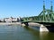 The green Liberty bridge in Budapest and the Danube