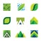 Green life creative logo set construction better life icons