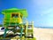 Green lifeguard station in Miami Beach