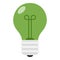 Green Light Bulb Flat Icon Isolated on White