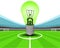 Green lightbulb in the midfield of football stadium vector