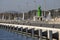 Green lighthouse on new pier