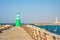 Green lighthouse in Tel Aviv.