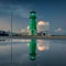 Green lighthouse on the western breakwater in Nowy Port, Gdansk