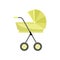 Green lime color baby stroller with rubber wheels