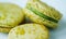 Green lime and pistachio macaron cookies