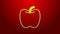 Green line Apple icon isolated on red background. Excess weight. Healthy diet menu. Fitness diet apple. 4K Video motion