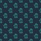Green line Beekeeper glove icon isolated seamless pattern on blue background. Vector