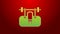 Green line Bench with barbel icon isolated on red background. Gym equipment. Bodybuilding, powerlifting, fitness concept