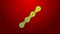 Green line Bicycle chain icon isolated on red background. Bike chain sprocket transmission. 4K Video motion graphic