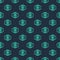 Green line Big brother electronic eye icon isolated seamless pattern on blue background. Global surveillance technology